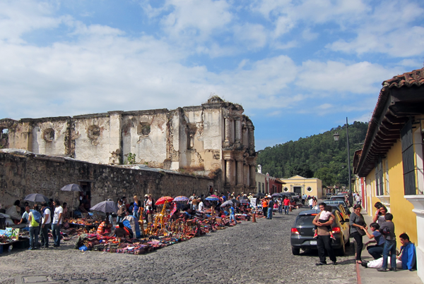 Sunday Market for Tourists next to Ancient Ruins in Antigua, Guatemala