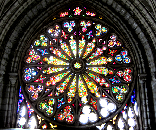 Beautiful Window in La Basilica de Quito in Quito, Ecuador