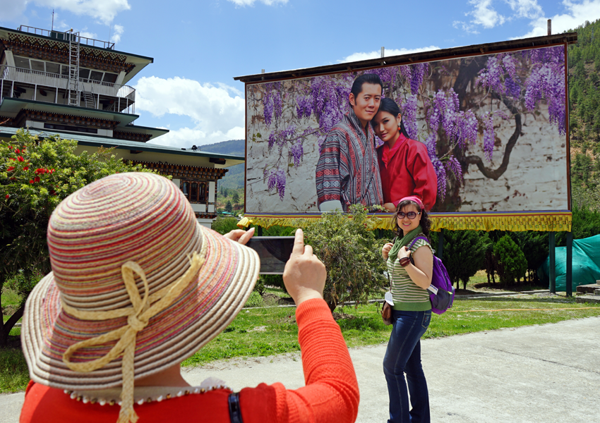 King and Queen of Bhutan at Paro Airport