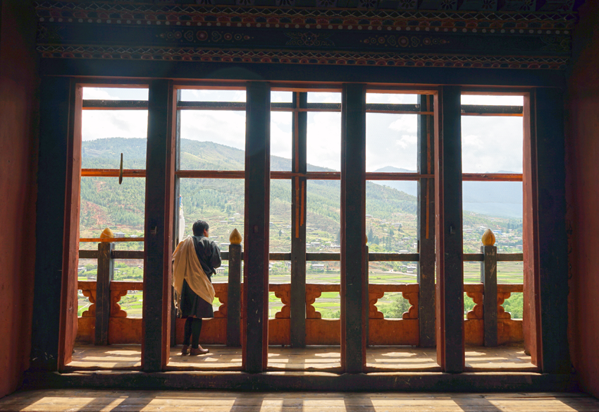 The View from Inside Rinpung Dzong in Paro Bhutan