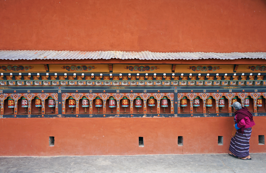 Buddhist Prayer Wheels in Bhutan