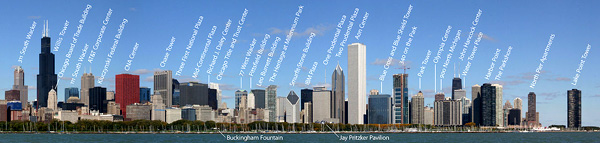 Chicago Skyline Labeled