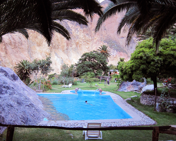 The pool at the oasis in colca canyon peru