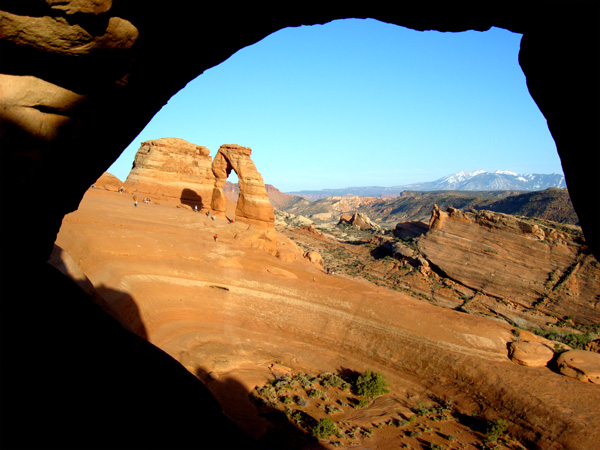 View of the Delicate Arch through Frame Arch - Arches National Park