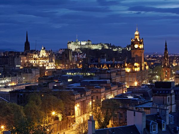 The Skyline of Edinburgh, Scotland at Night