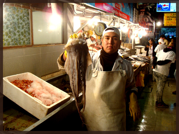 Larry the Fish Monger at the Mercado Central in Santiago, Chile