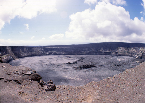 Kilauea Caldera volcano crater on Crater Rim Road, Big Island Hawaii
