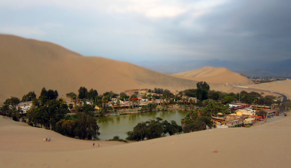 View of Huacachina from the sand dunes