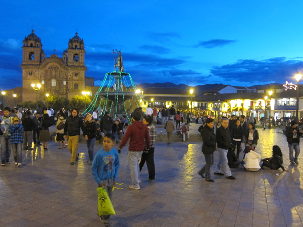 Plaza de Armas in Cusco Peru on New Years Eve