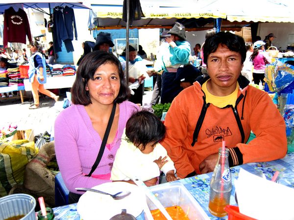 Otavalo Market in Otavalo Ecuador - Lunch Family