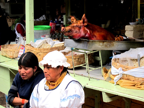 Otavalo Market in Otavalo Ecuador - Pig Head
