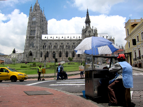 First Impressions of Quito, Ecuador - La Basilica & Street Vendor