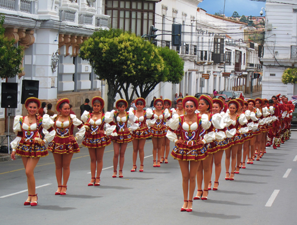 Traditional dancers in Sucre, Bolivia