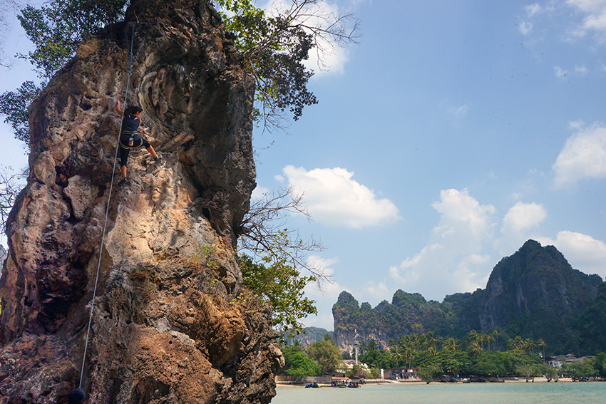 Rock Climbing at Railay Beach, Thailand