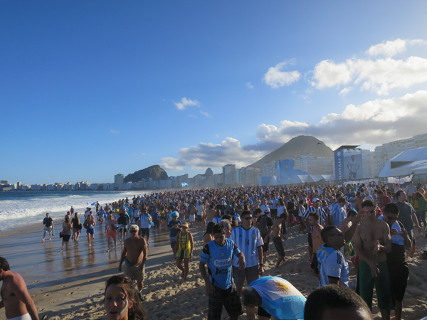 World Cup 2014 in Brazil - Argentines walking to Fan Fest on Copacabana Beach