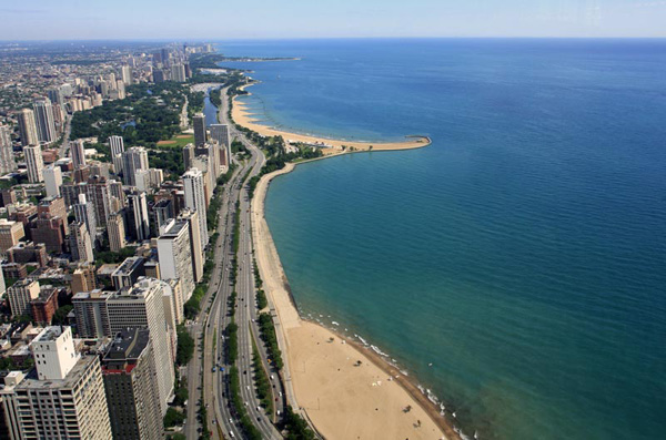 The beaches of Chicago from the John Hancock Building